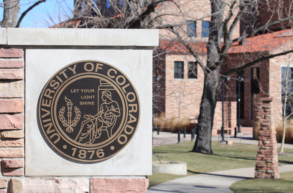 Stone entrance sign for the University of Colorado Boulder